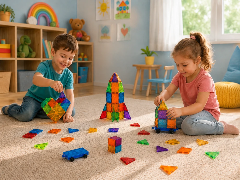Jokomisiada Colourful Magnetic Construction Blocks 100-Piece Set ZA6352