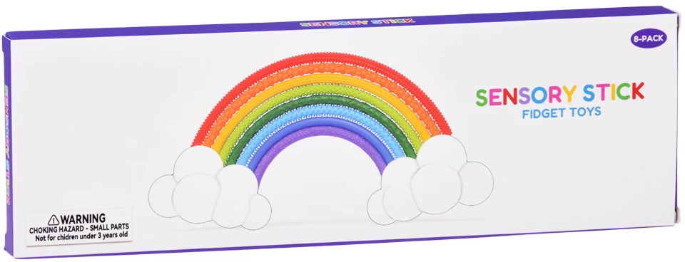 Jokomisiada Colourful Silicone Sensory Sticks Anti-Stress Fidget Toy, 8 Pieces A6424
