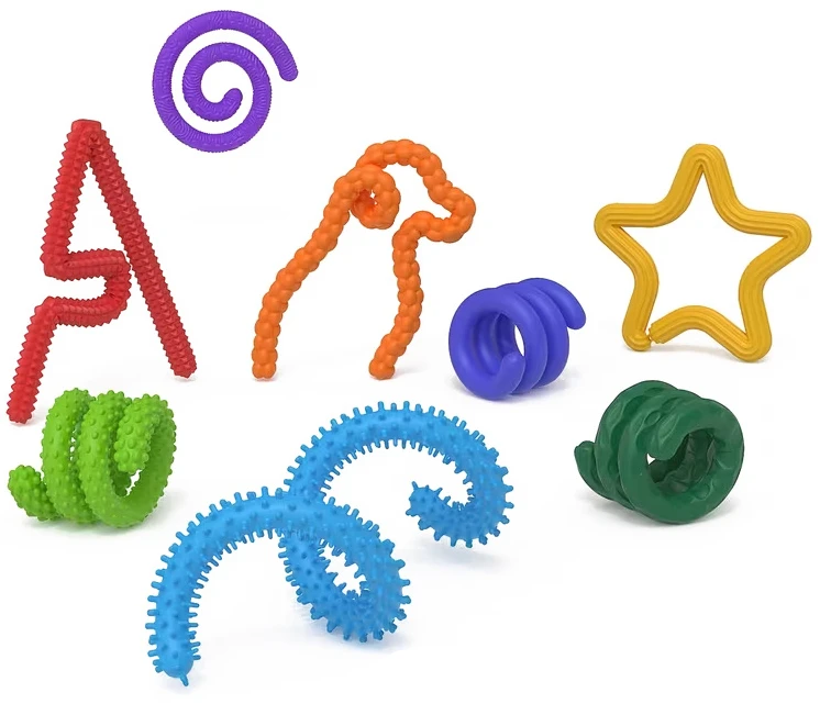 Jokomisiada Colourful Silicone Sensory Sticks Anti-Stress Fidget Toy, 8 Pieces A6424