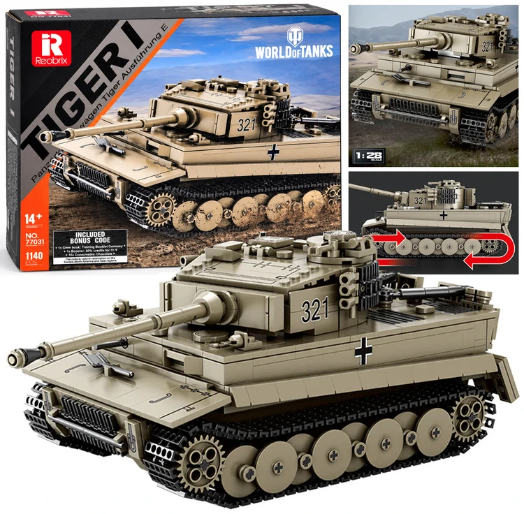 Jokomisiada Construction blocks tank TIGER I World of Tanks 1140ele 1:28 ZA5807