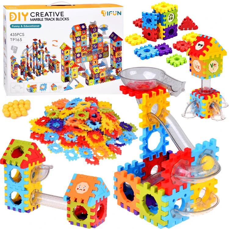 Jokomisiada Construction blocks WAFFLES + 360° ball track EXTENDED 435pcs ZA6548