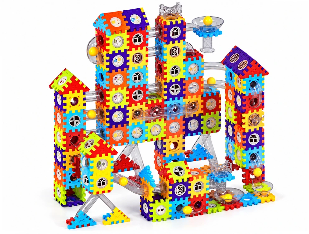 Jokomisiada Construction blocks WAFFLES + 360° ball track EXTENDED 435pcs ZA6548