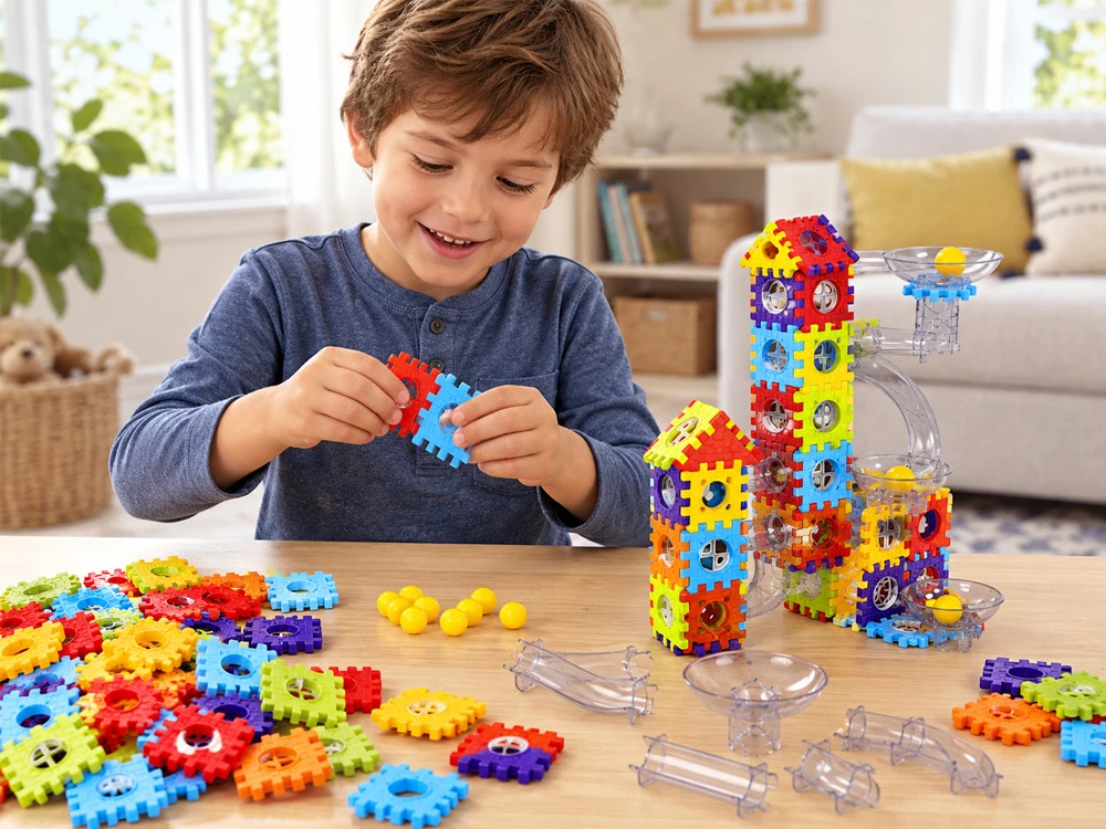 Jokomisiada Construction blocks WAFFLES + 360° ball track EXTENDED 435pcs ZA6548