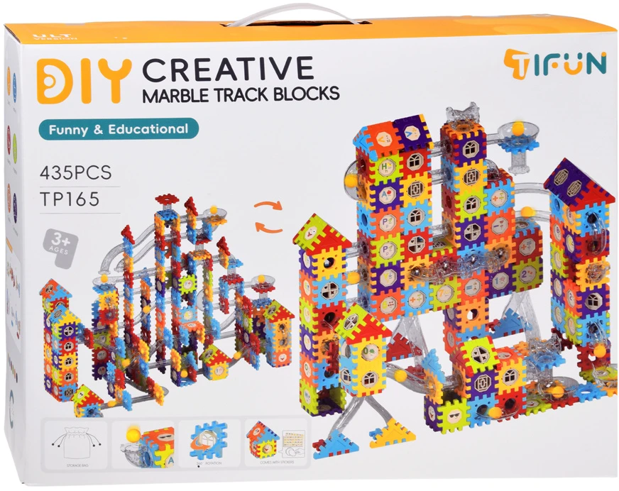 Jokomisiada Construction blocks WAFFLES + 360° ball track EXTENDED 435pcs ZA6548