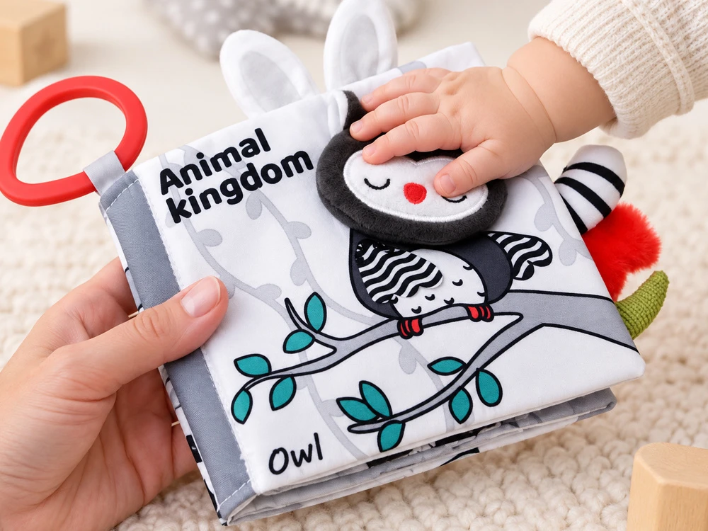 Jokomisiada Contrast sensory book ANIMALS with protruding elements and rustling ZA6599