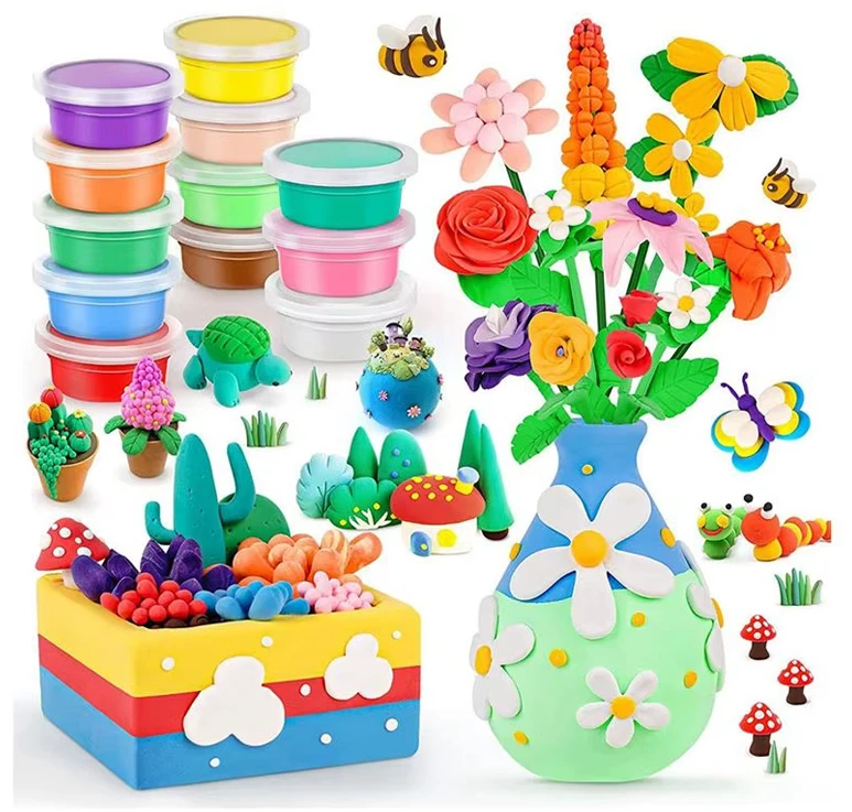 Dėlionė Jokomisiada Creative 28-Piece DIY Flower-Making Kit with Modelling Clay and Vase ZA6414