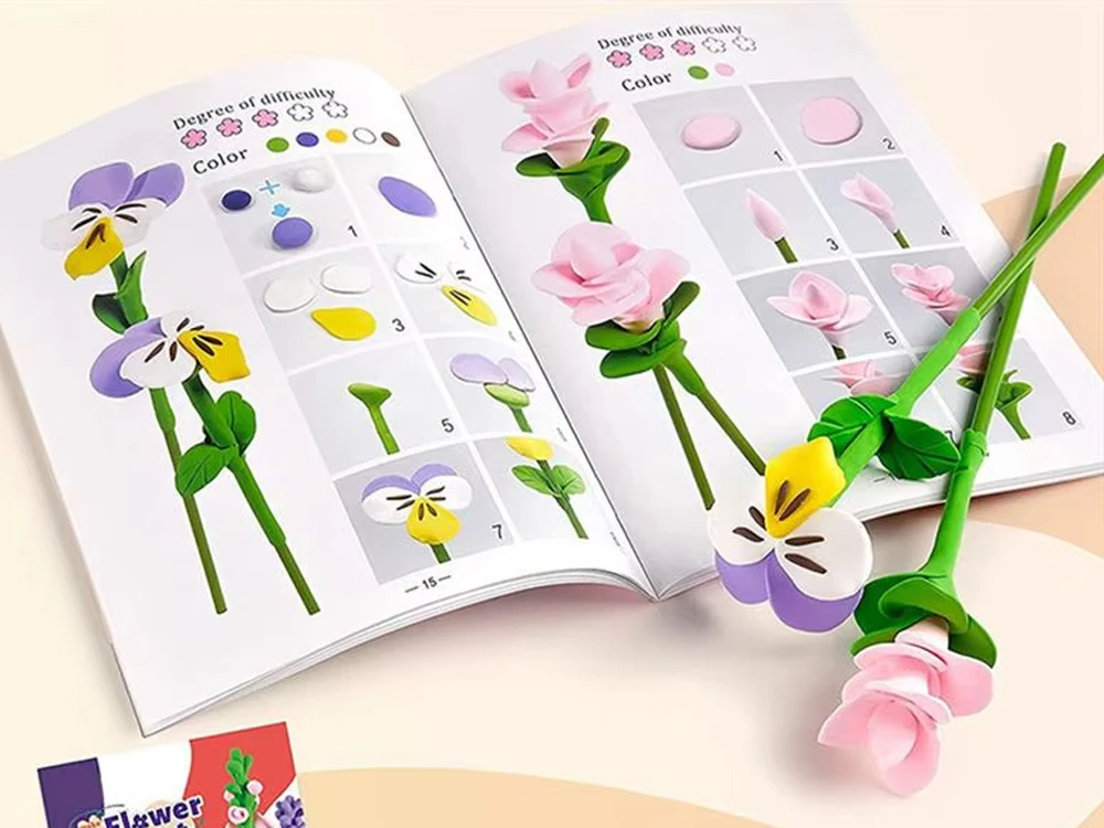 Dėlionė Jokomisiada Creative 28-Piece DIY Flower-Making Kit with Modelling Clay and Vase ZA6414