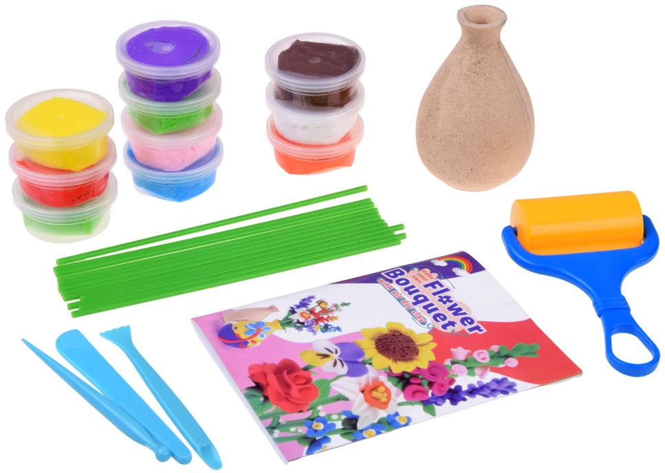 Dėlionė Jokomisiada Creative 28-Piece DIY Flower-Making Kit with Modelling Clay and Vase ZA6414