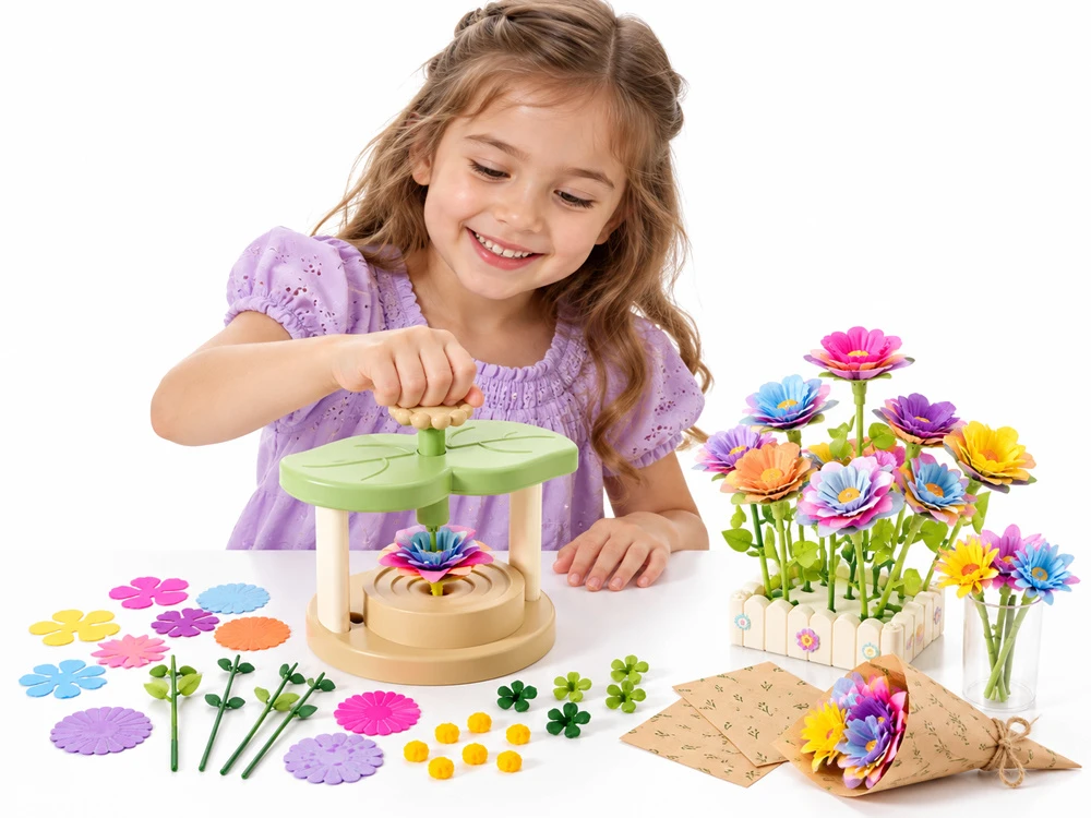 Jokomisiada Creative Flower-Making Kit 96 Pieces with Flower Maker, Vase and Bouquet Accessories ZA6200