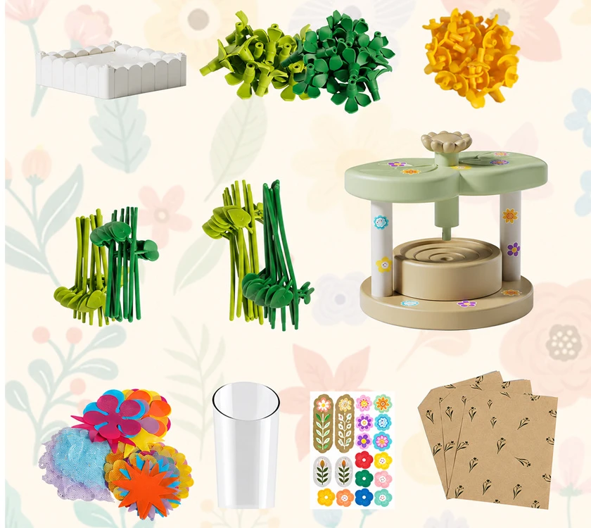 Jokomisiada Creative Flower-Making Kit 96 Pieces with Flower Maker, Vase and Bouquet Accessories ZA6200