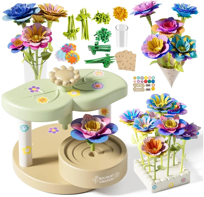Jokomisiada Creative Flower-Making Kit 96 Pieces with Flower Maker, Vase and Bouquet Accessories ZA6200