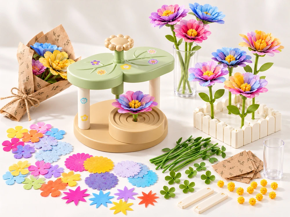 Jokomisiada Creative Flower-Making Kit 96 Pieces with Flower Maker, Vase and Bouquet Accessories ZA6200