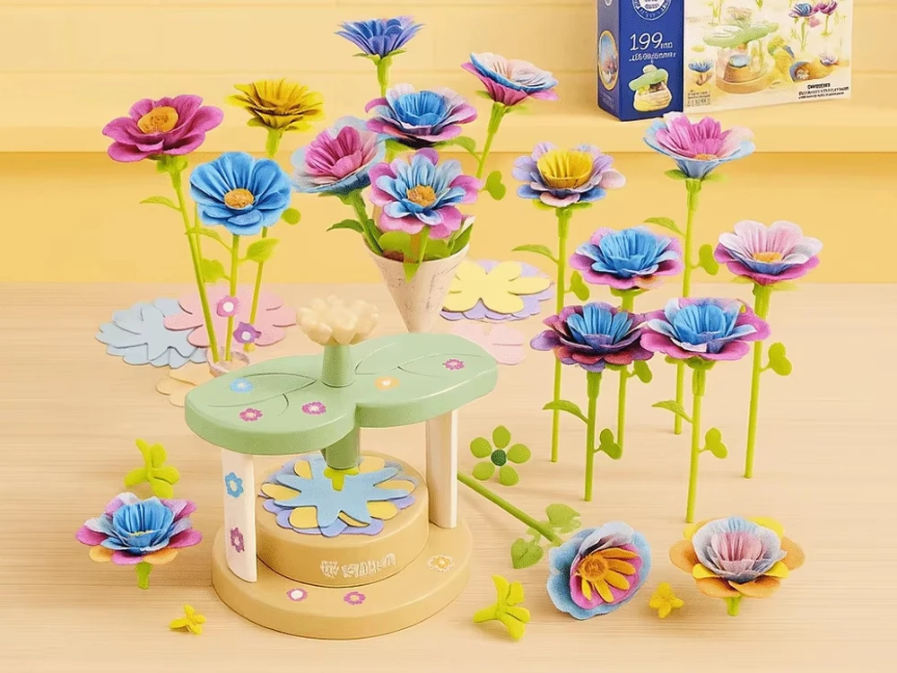 Jokomisiada Creative Flower-Making Kit 96 Pieces with Flower Maker, Vase and Bouquet Accessories ZA6200