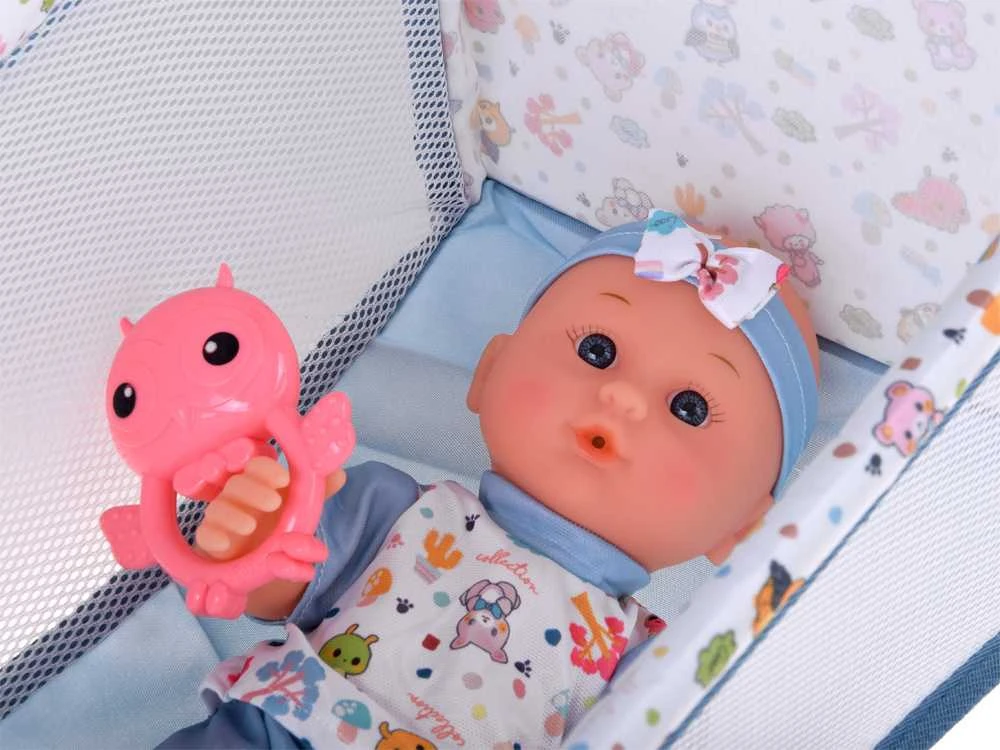 Jokomisiada Prabangus kūdikio lėlės rinkinys vežimėliui, lopšiui, maitinimo kėdutei, priedai, 16 vnt. ZA5917