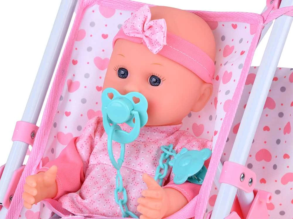 Jokomisiada Deluxe Baby Doll Set with Stroller, Crib, Play Mat and Accessories – 17 pcs ZA5916
