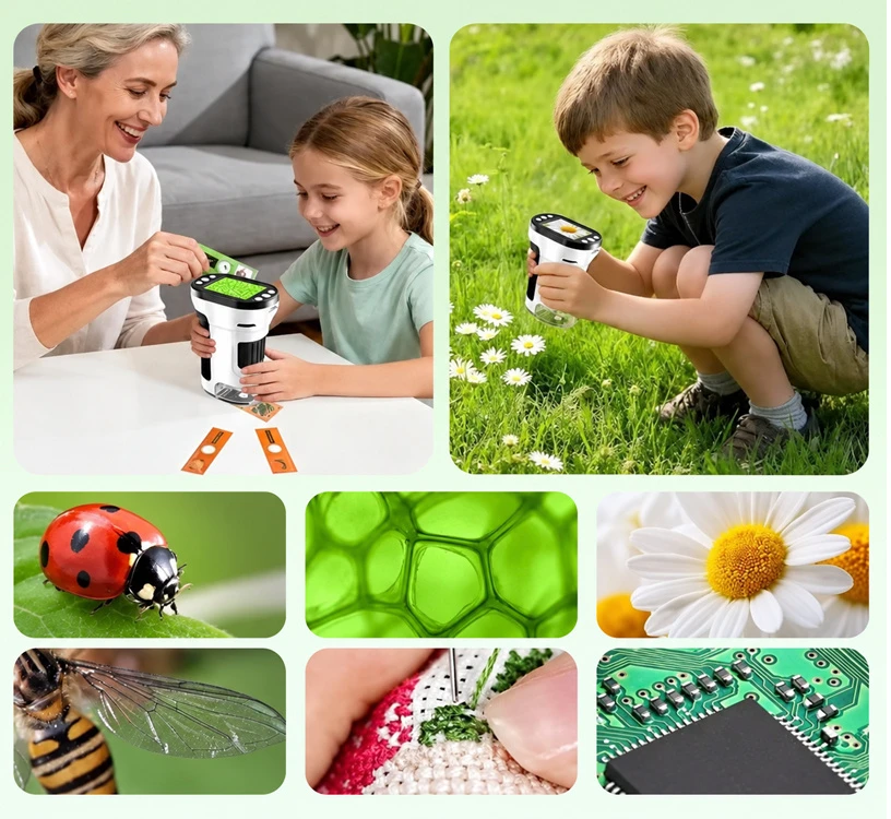 Jokomisiada Digital Microscope for Kids 1000x 2” Screen Camera LED ES0031
