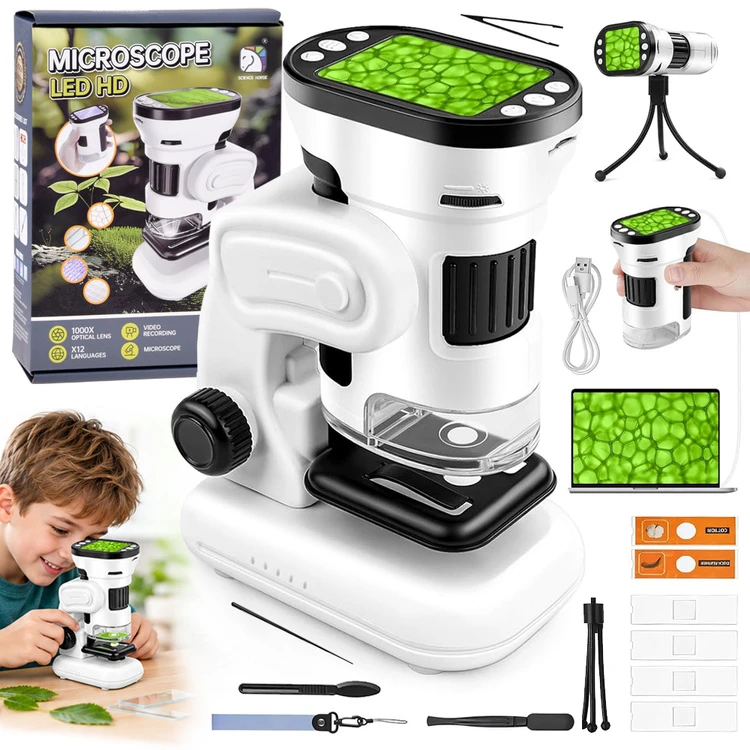 Jokomisiada Digital Microscope for Kids 1000x 2” Screen Camera LED ES0031