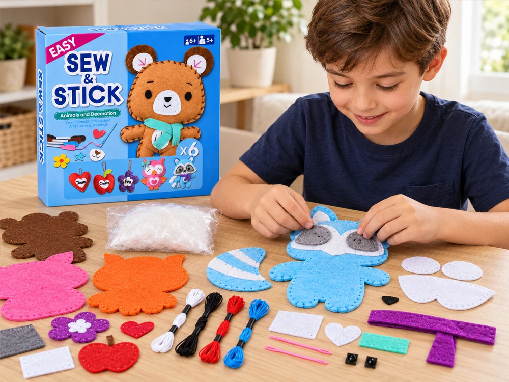 Jokomisiada DIY Sewing and Craft Kit 6 Felt Ornaments LARGE ANIMALS ZA6588