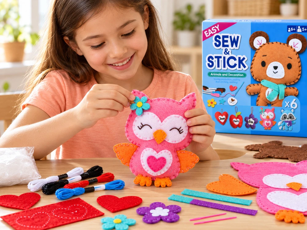 Jokomisiada DIY Sewing and Craft Kit 6 Felt Ornaments LARGE ANIMALS ZA6588
