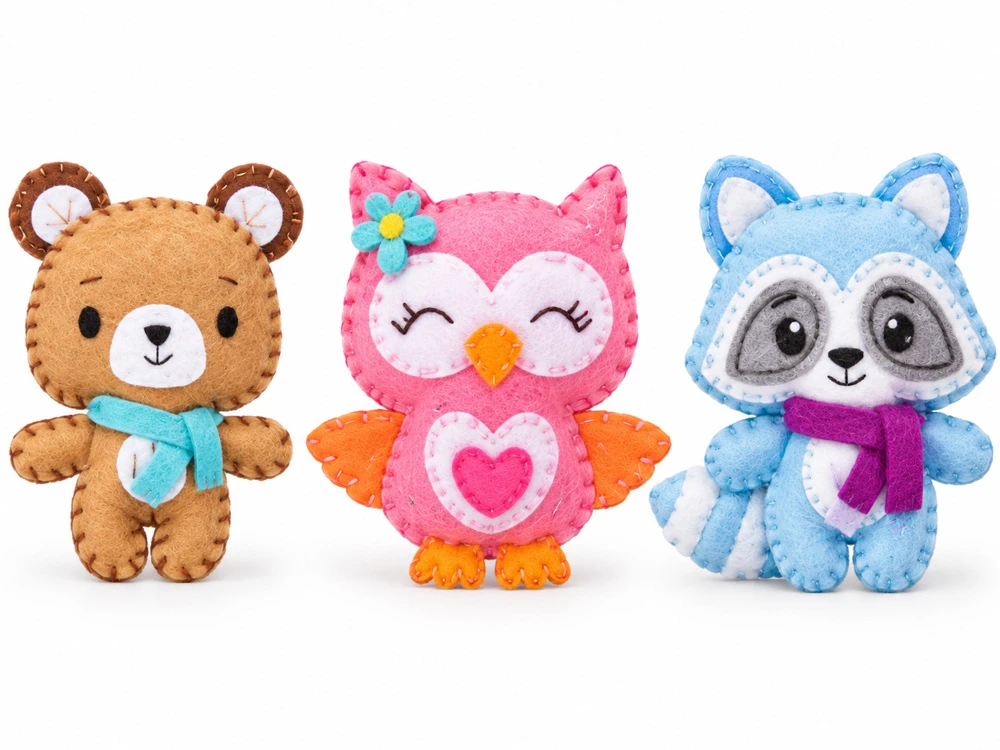 Jokomisiada DIY Sewing and Craft Kit 6 Felt Ornaments LARGE ANIMALS ZA6588