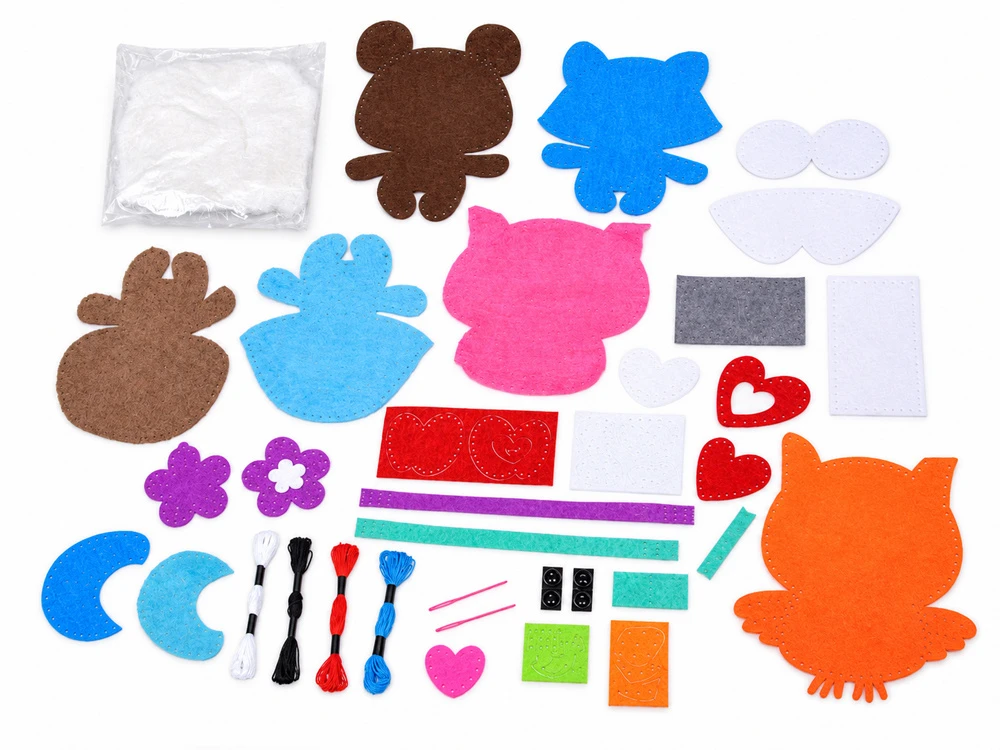 Jokomisiada DIY Sewing and Craft Kit 6 Felt Ornaments LARGE ANIMALS ZA6588