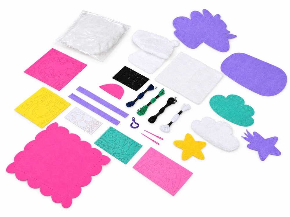 Jokomisiada DIY sewing and gluing kit with 5 felt ornaments UNICORN ZA6590