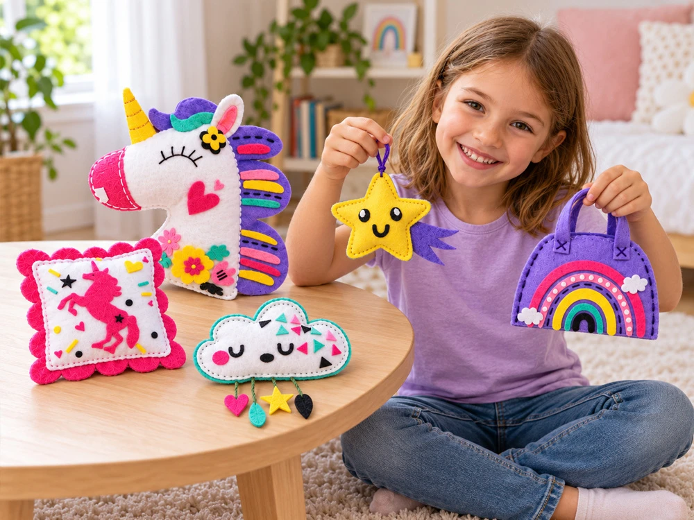Jokomisiada DIY sewing and gluing kit with 5 felt ornaments UNICORN ZA6590