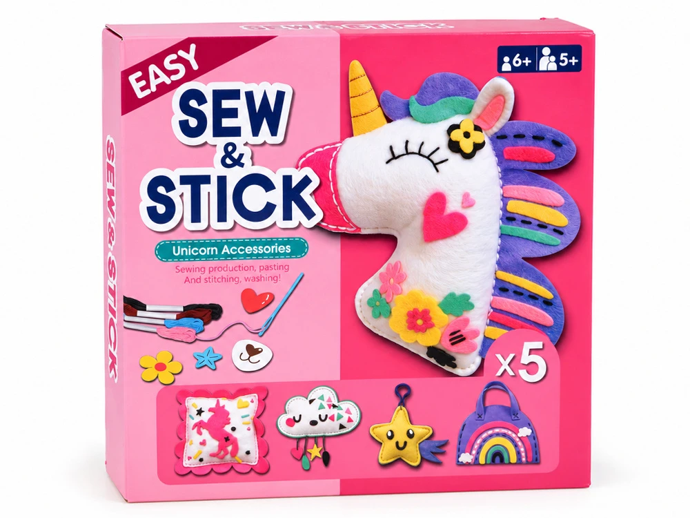 Jokomisiada DIY sewing and gluing kit with 5 felt ornaments UNICORN ZA6590