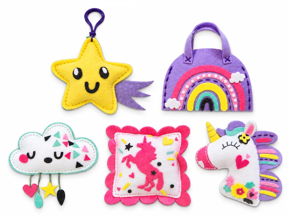 Jokomisiada DIY sewing and gluing kit with 5 felt ornaments UNICORN ZA6590