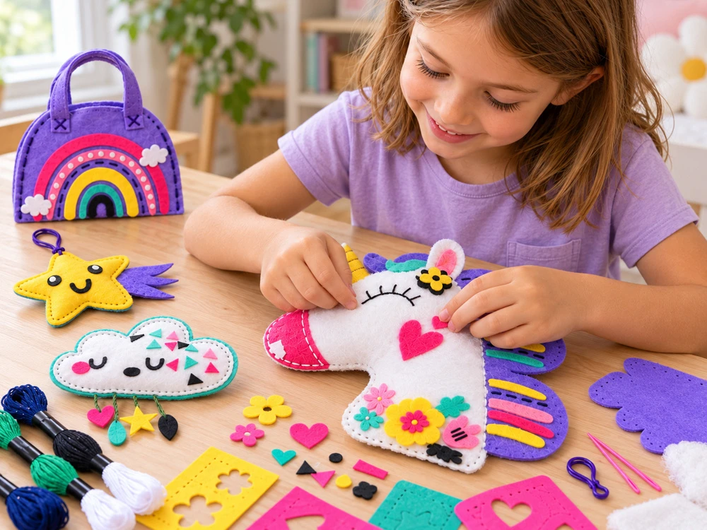 Jokomisiada DIY sewing and gluing kit with 5 felt ornaments UNICORN ZA6590