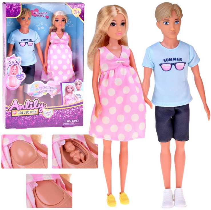 Jokomisiada Doll family set: mom, dad, pregnant doll, baby, newborn ZA5700