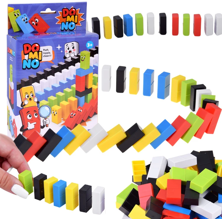 Jokomisiada Domino Set for Kids 100 Pieces Colorful Blocks Educational Building Toy ZA6290