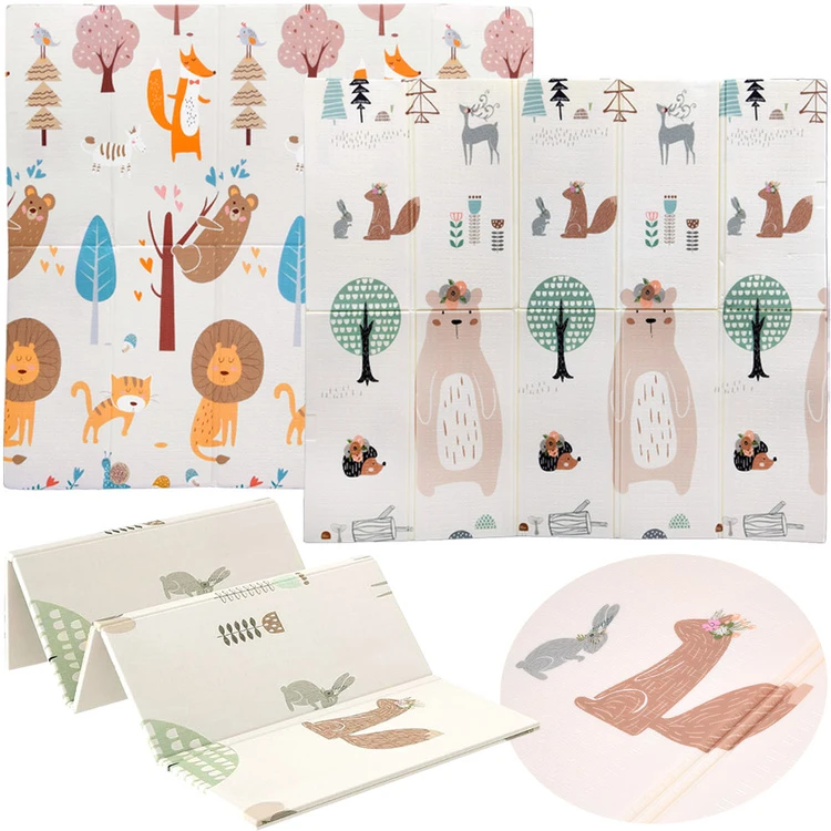 Jokomisiada Double-sided foam mat for babies - foldable, waterproof ZA6544