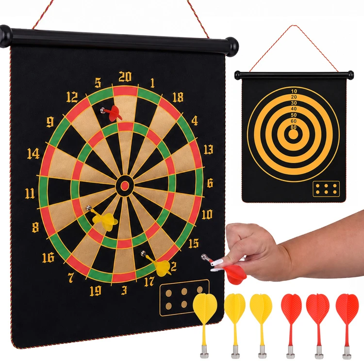 Jokomisiada Double-Sided Magnetic Dartboard with 6 Darts Skill Game GR0865