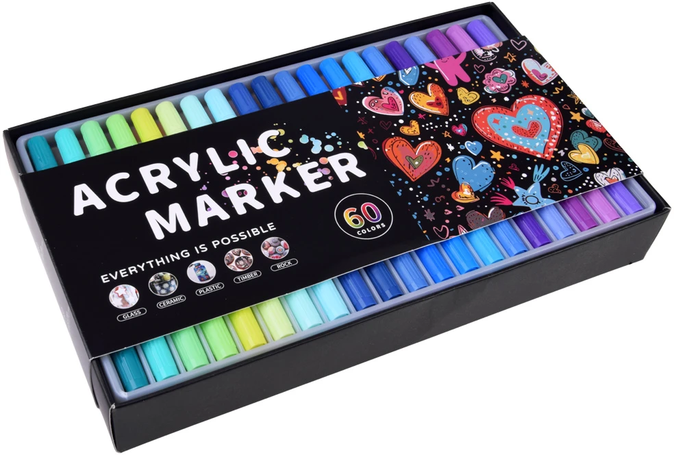Jokomisiada Double-sided waterproof acrylic markers 60 pcs - various uses AP0125