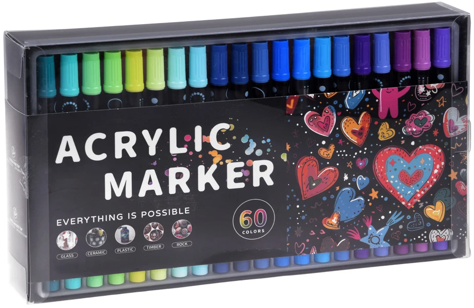 Jokomisiada Double-sided waterproof acrylic markers 60 pcs - various uses AP0125