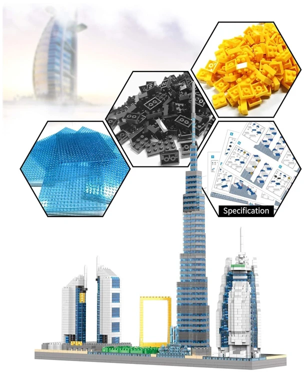 Jokomisiada Dubai Skyscrapers Construction Blocks - Famous Buildings of the City 3000+ Pieces ZA6269