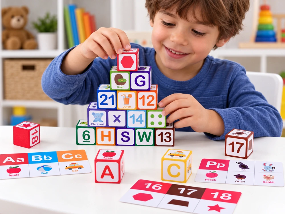 Jokomisiada EDUCATIONAL magnetic blocks - learning to count, letters, clock 35pcs ZA6603
