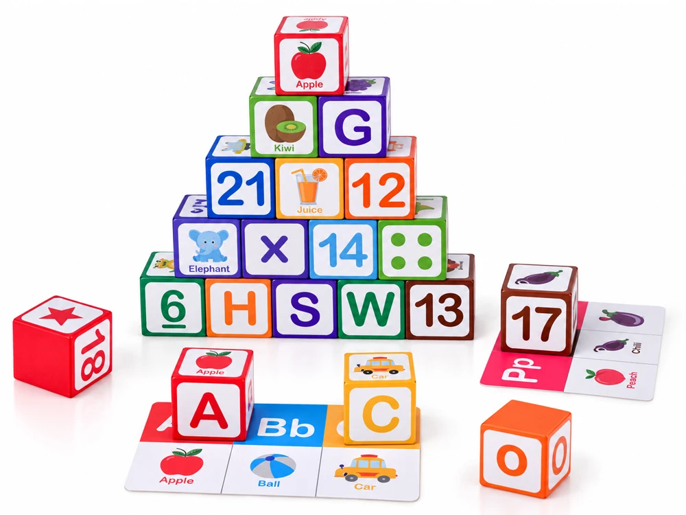 Jokomisiada EDUCATIONAL magnetic blocks - learning to count, letters, clock 35pcs ZA6603