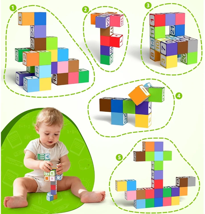 Jokomisiada EDUCATIONAL magnetic blocks - learning to count, letters, clock 35pcs ZA6603
