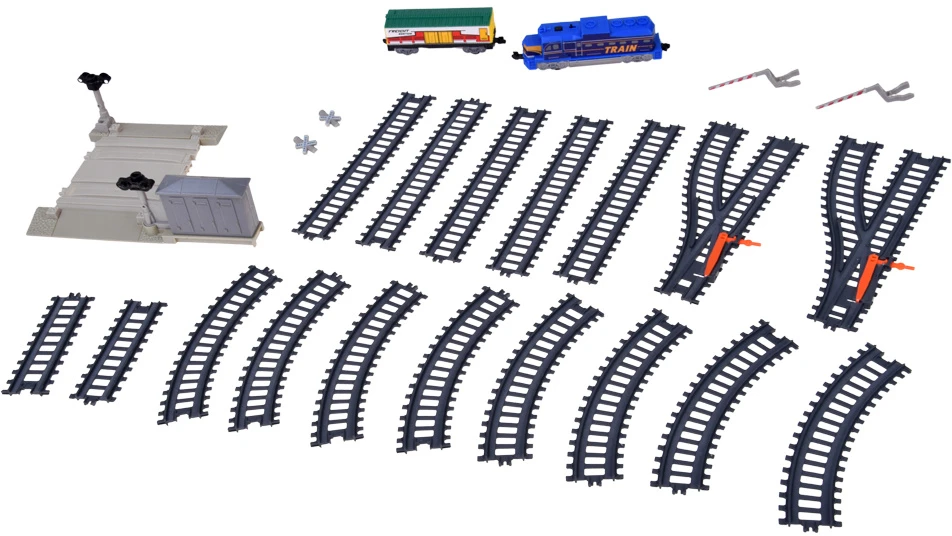Jokomisiada Electric Train Set 335 cm Tracks Railway Crossing Barriers Lights RC078