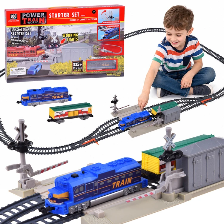 Jokomisiada Electric Train Set 335 cm Tracks Railway Crossing Barriers Lights RC078