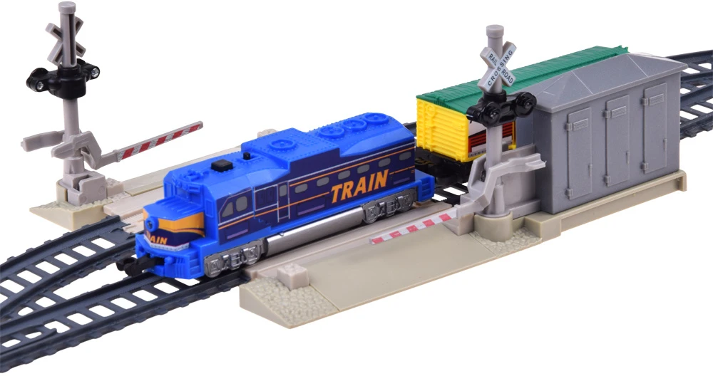 Jokomisiada Electric Train Set 335 cm Tracks Railway Crossing Barriers Lights RC078