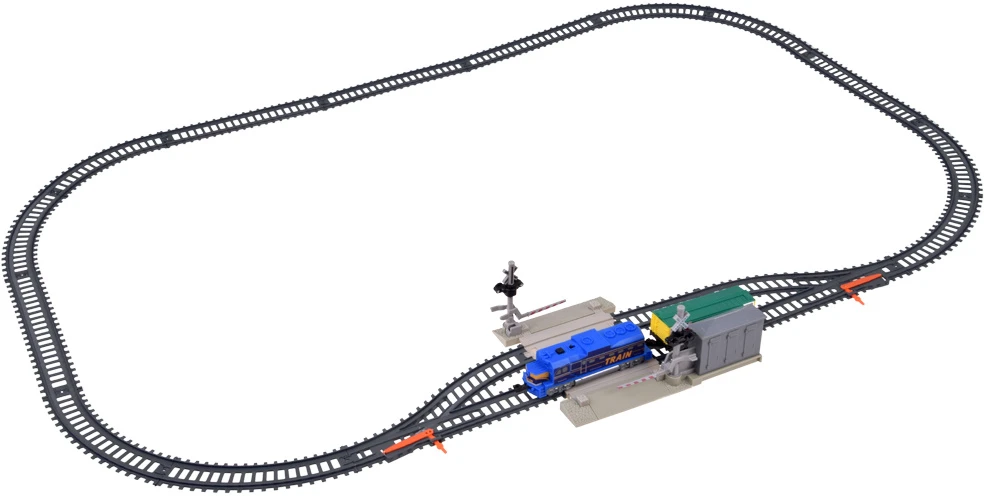 Jokomisiada Electric Train Set 335 cm Tracks Railway Crossing Barriers Lights RC078