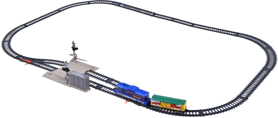 Jokomisiada Electric Train Set 335 cm Tracks Railway Crossing Barriers Lights RC078