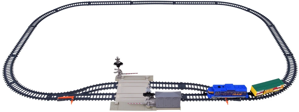 Jokomisiada Electric Train Set 335 cm Tracks Railway Crossing Barriers Lights RC078