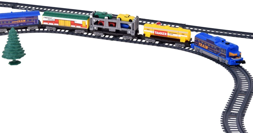 Jokomisiada Electric Train Set Car Carrier 4 Cars 5 Wagons 762 cm Track RC0802