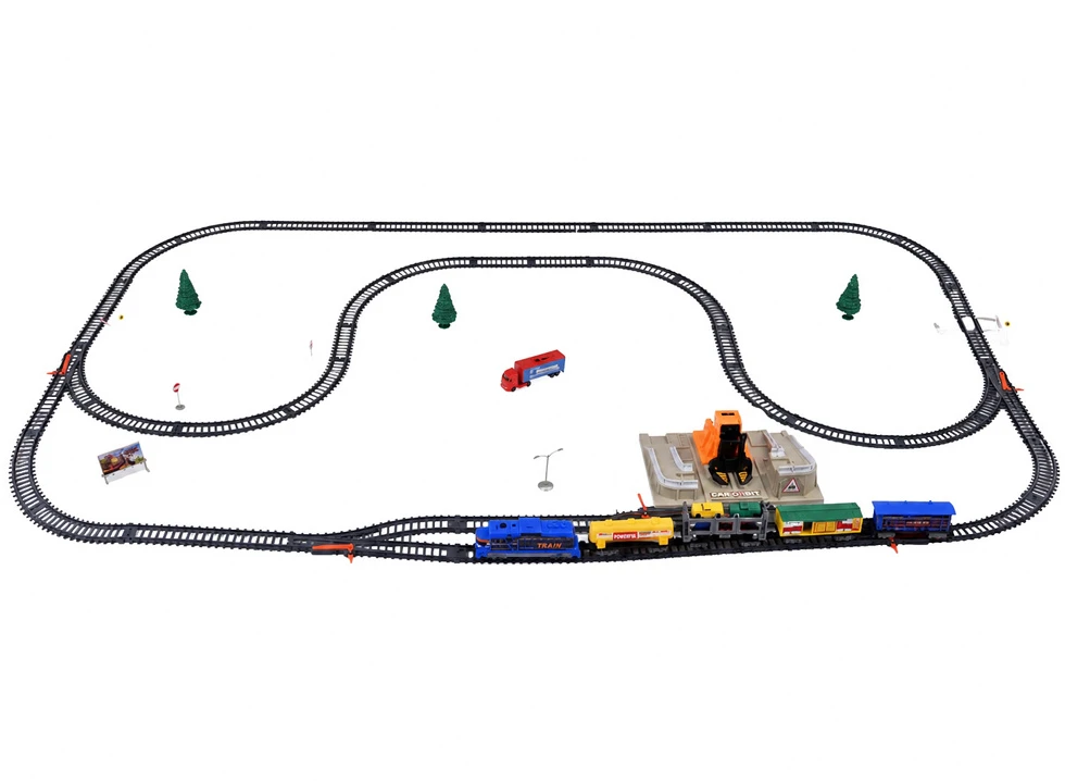Jokomisiada Electric Train Set Car Carrier 4 Cars 5 Wagons 762 cm Track RC0802