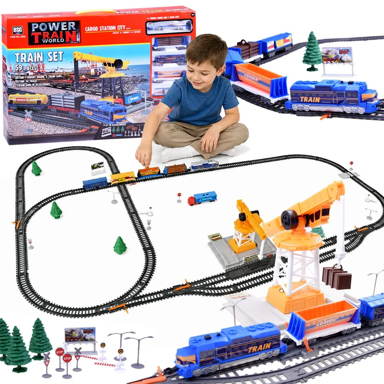 Jokomisiada Electric Train Set Crane 4 Wagons 670 cm Track 59 Pieces RC0779