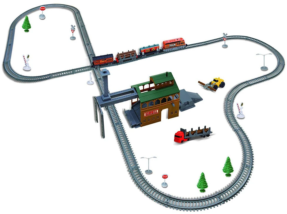 Jokomisiada Electric Train Set Sawmill Loader 3 Wagons 450 cm Tracks RC0780